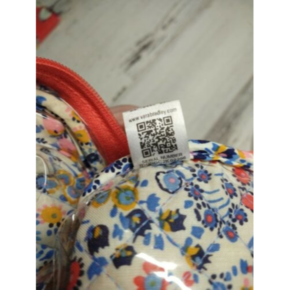VERA BRADLEY Iconic Floral Coral Medium Zip Cosmetic Bag AND Checkbook Cover LOT - Picture 6 of 8
